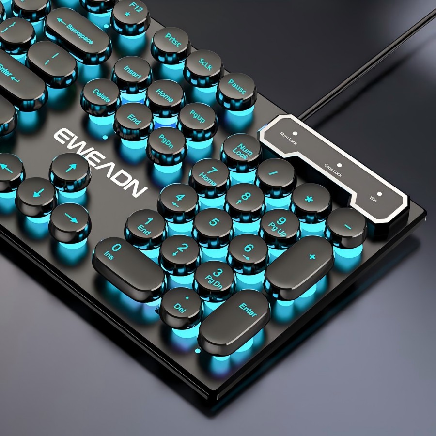 Retro Pc Gaming - EWEADN Typewriter Gaming Keyboard, 104 Keys,