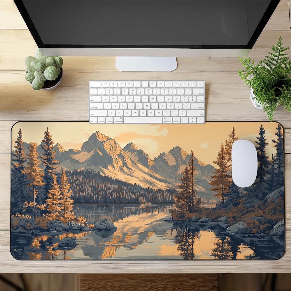 Retro Gaming Xl - Retro Art Mountain Landscape Desk Mat