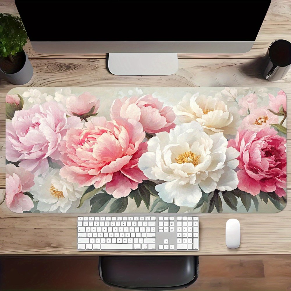 Retro Gaming Xl - Retro pink peony-shaped mouse pad /