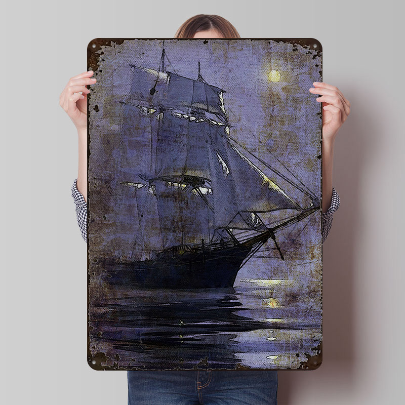 Old Ship Printed Poster Custom - Retro Gaming Bar 评论和价格