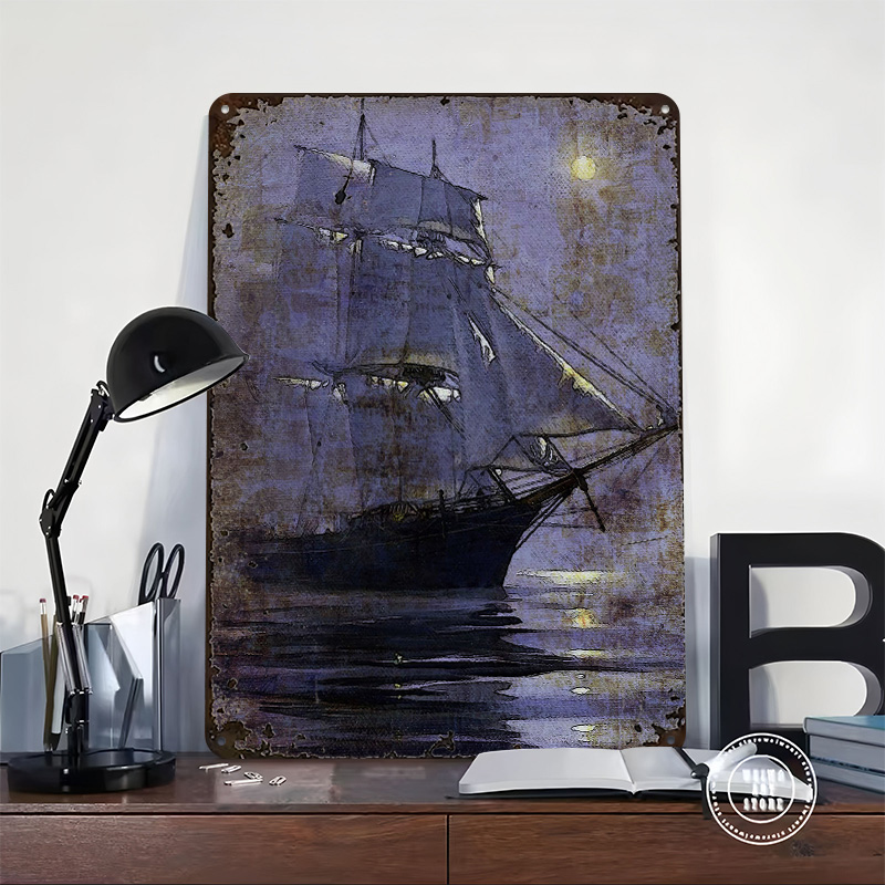 Old Ship Printed Poster Custom - Retro Gaming Bar 评论和价格