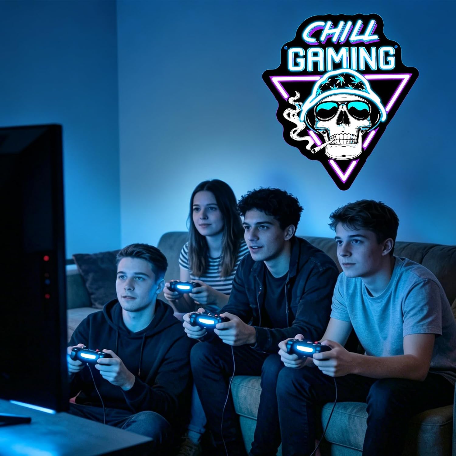  Chill Gaming Skull LED Neon  - Retro Gaming Bar 评论和价格