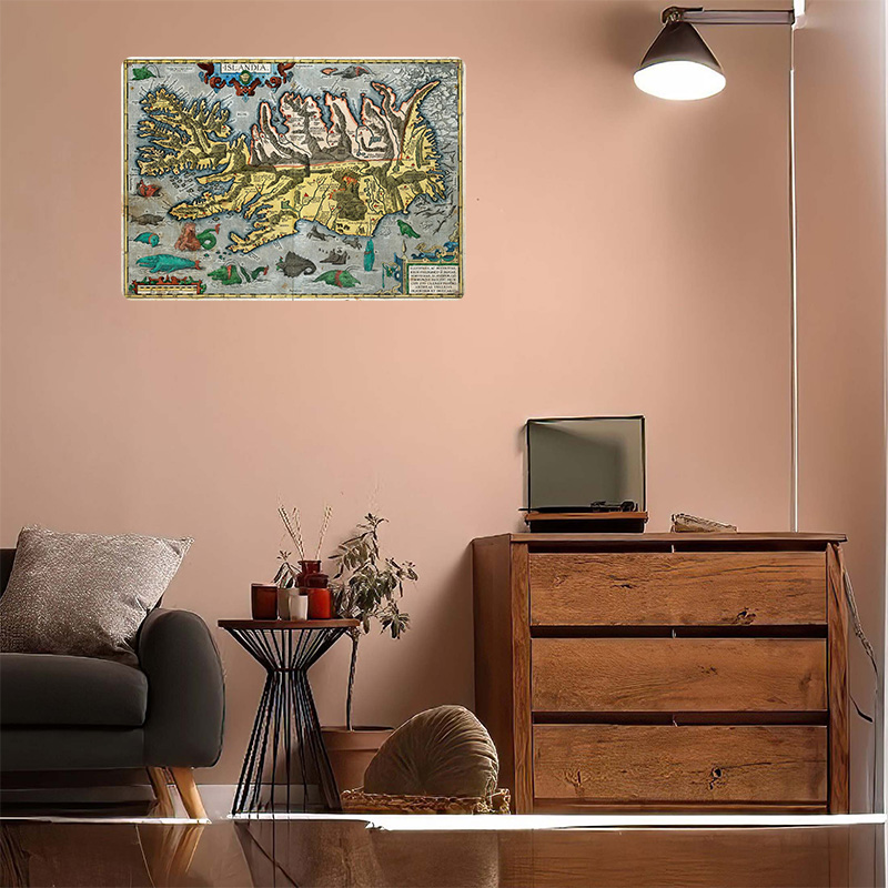 Map of Iceland Metal Poster Cu - Retro Gaming Bar 评论和价格
