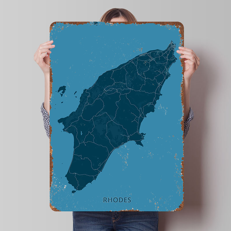 Map of Rhodes Island Poster Cu - Retro Gaming Island 评论和价格