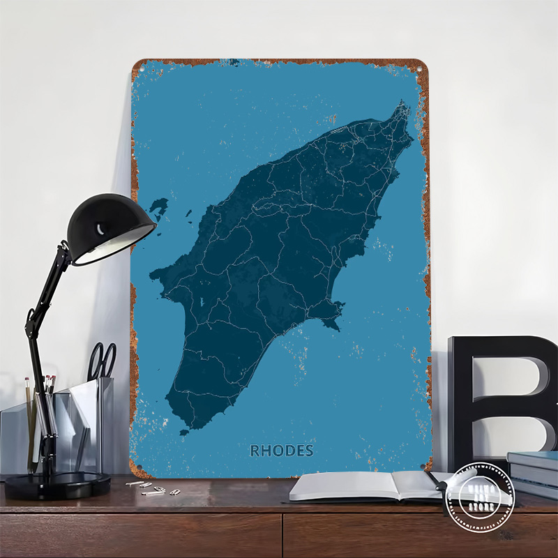 Map of Rhodes Island Poster Cu - Retro Gaming Island 评论和价格