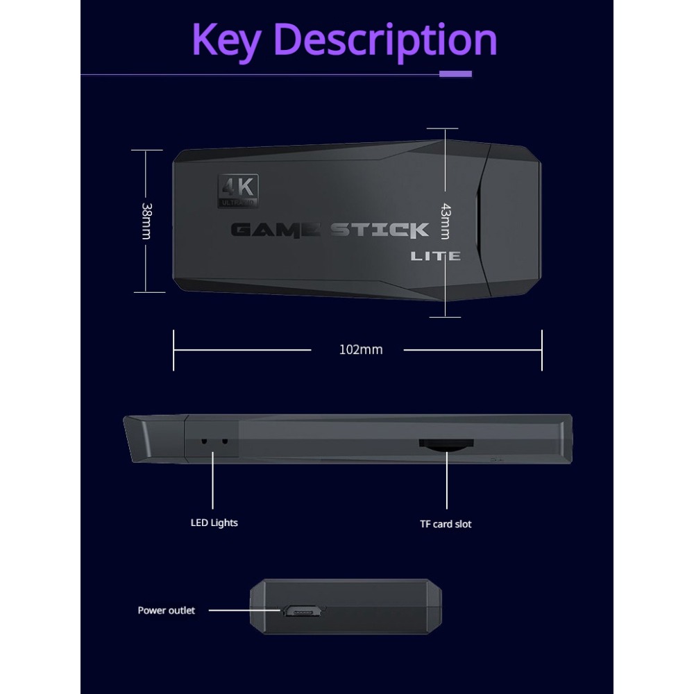 Portable 4K Retro Game Stick C - Retro Gaming Emulator Console 评论和价格