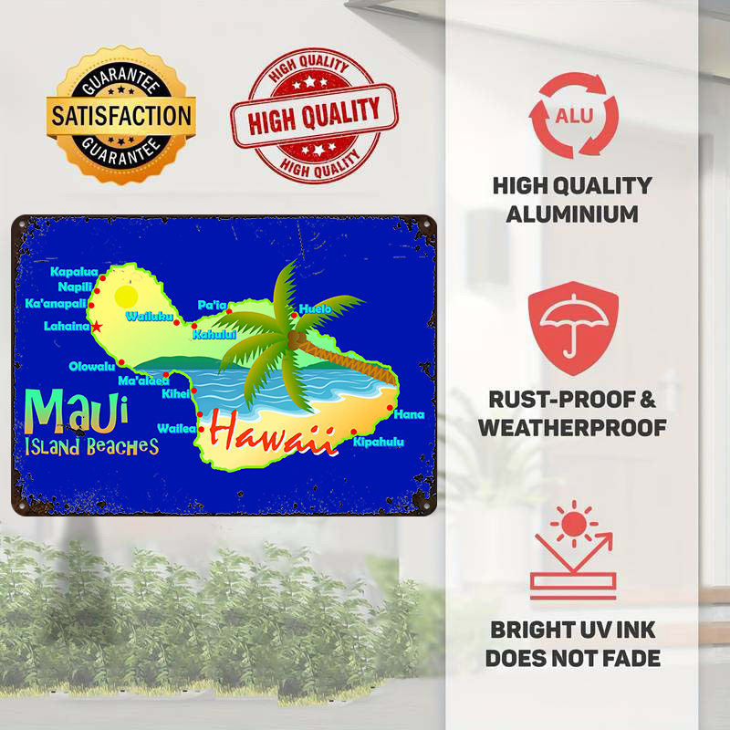Maui Hawaii Island Beaches Map - Retro Gaming Island 评论和价格