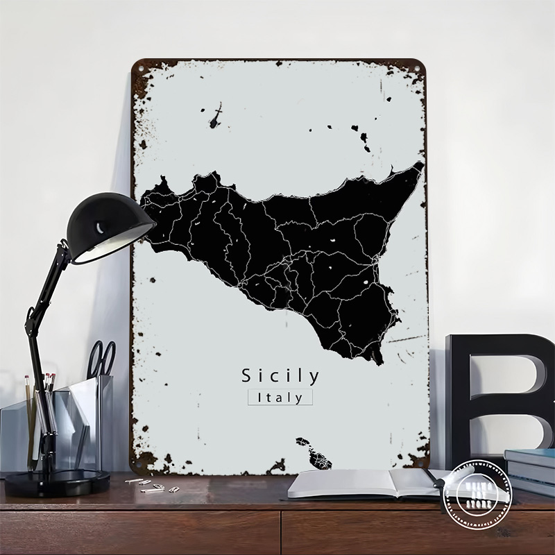 Sicily Island Map Poster Custo - Retro Gaming Island 评论和价格